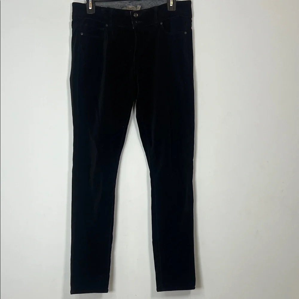PAIGE Women's Black Elegant Velvet Trousers Mid Rise Skinny Leg Pants‎ Size 29